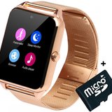 Ceas Smartwatch cu Telefon iUni Z60, Curea Metalica, Touchscreen, Camera, Notificari, Gold + Card Mi